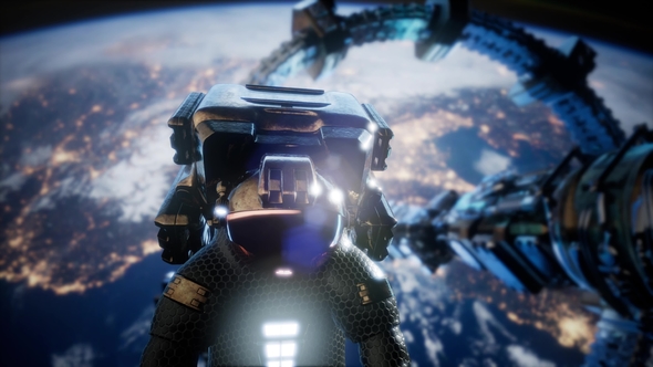 Astronaut and International Space Station alt