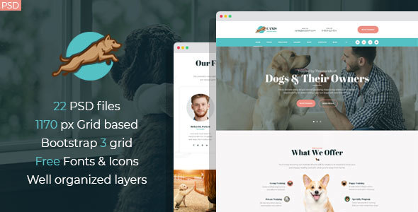 Canis - dog behavior and obedience training PSD Template