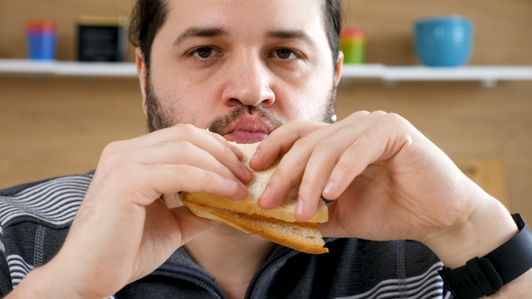 Bearded Men Eating a Club Sandwich