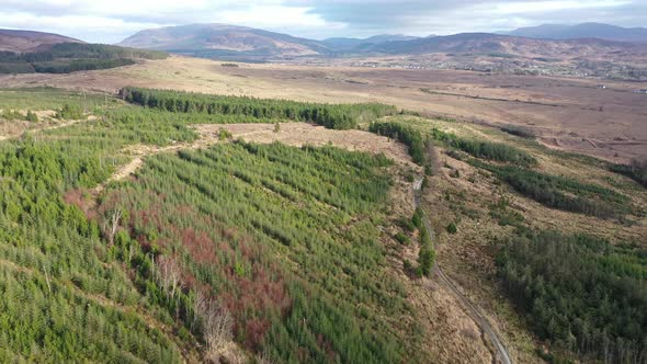 Flying Over Peatbog Next To the Town Glenties in County Donegal - Ireland