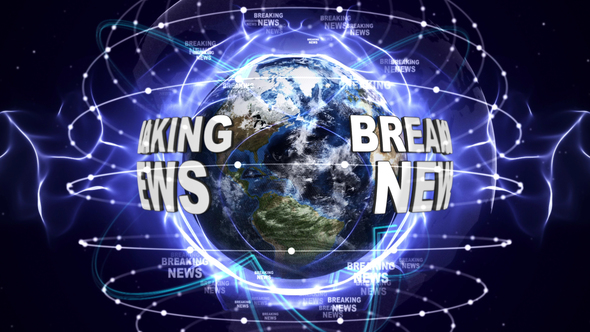 Breaking News Text and Earth Loop 4k