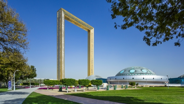 Dubai Frame, Best New Attraction, the Biggest Golden Picture Frame, Architectural Landmark in Zabeel
