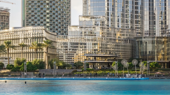 Sculpture of Dandelions on the Embankment of Lake Burj Khalifa, , Dubai, UAE.