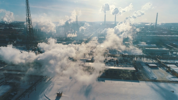 Industrial Smoke From the Plant Pollutes the Air