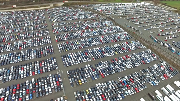 Aerial View of Huge Parking Lot