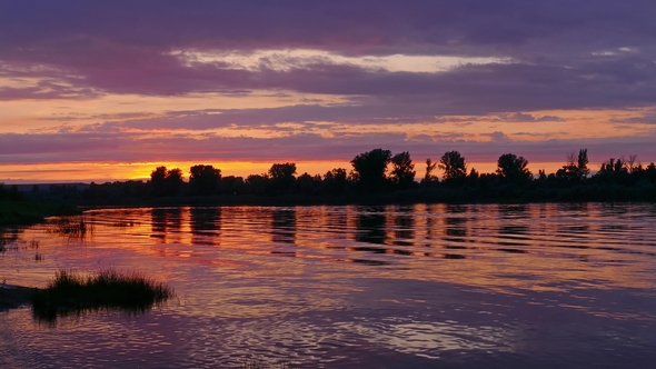 River Sunset Landscape,