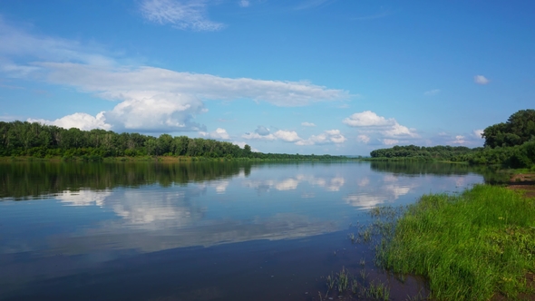 Calm River and Clouds, ,