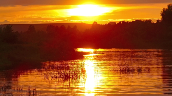 River Sunset Landscape,