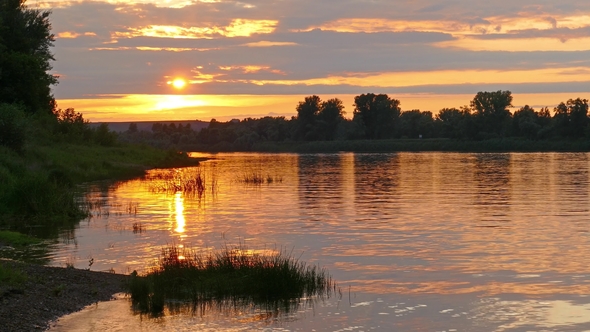River Sunset Landscape,