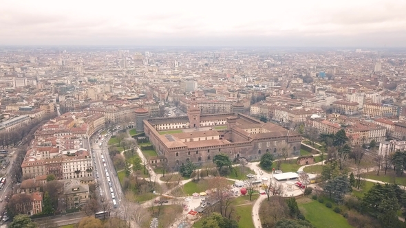 Aerial View of Sforzesco Castle