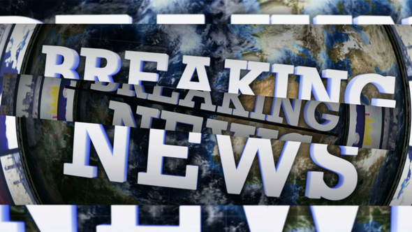 Breaking News Text and Opening Bars, with Alpha Matte, Loop 4k
