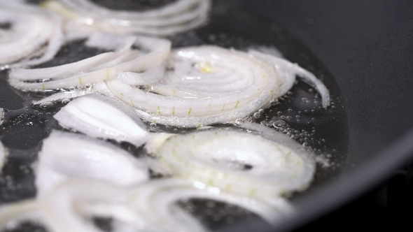 Chopped Onion Fried in a Pan