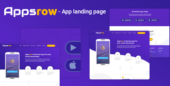 Appsrow - App Landing Page PSD Template