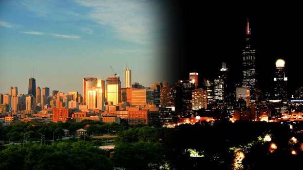 Golden Chicago Skyline at Sunset