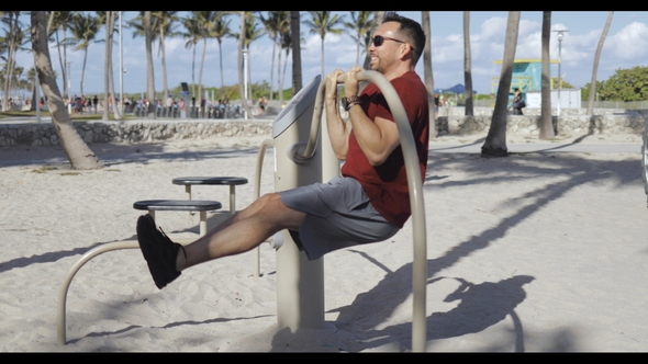 Man Training on Beach