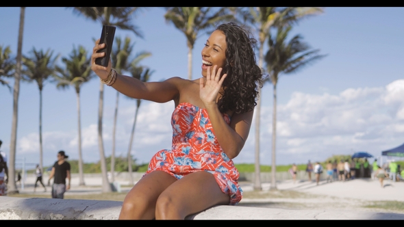 Bright Cheerful Woman Chatting Via Phone