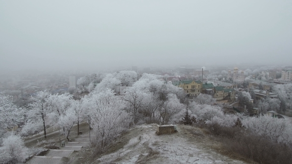 Winter Panorama of the City of Pyatigorsk View From the Mountain Goryachaya