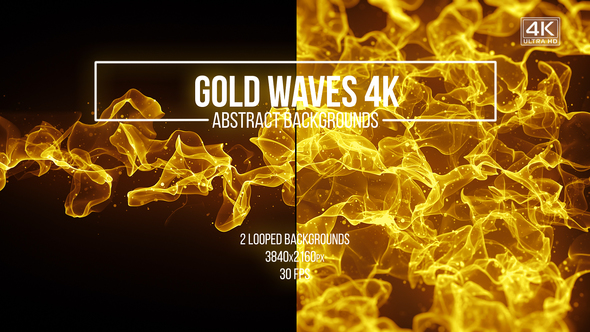 Gold Waves Abstract Backgrounds