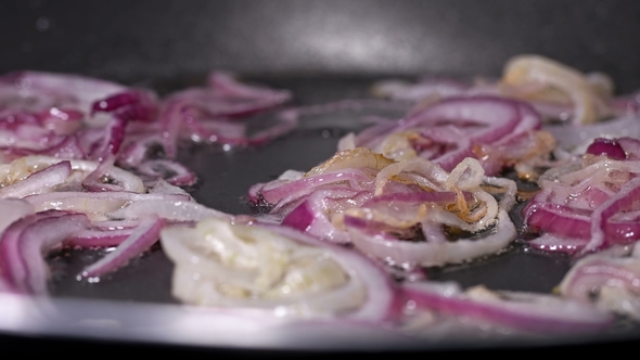 Chopped Onion Fried in a Pan