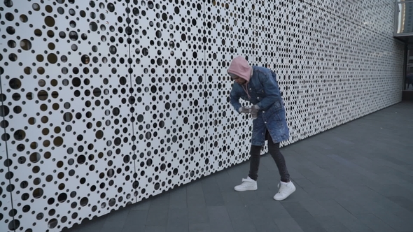 Cheerful Man Is Dancing in Winter