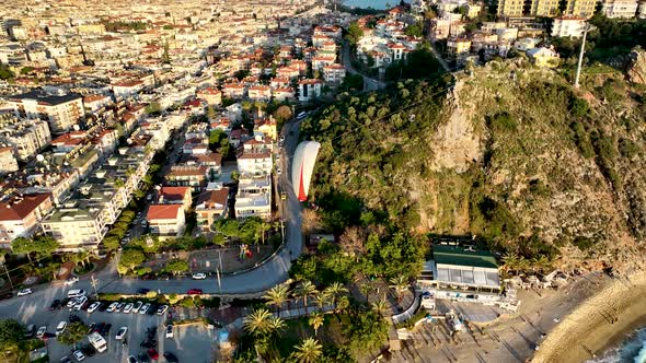 Paragliding aerial view 4 K Turkey Alanya