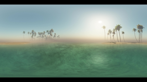 Aerial VR 360 Panorama of Tropical Island in Fog alt