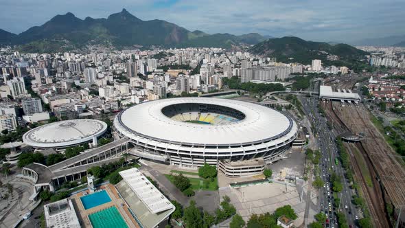 Cityscape of Rio de Janeiro Brazil. Stunning landscape of sports centre at city