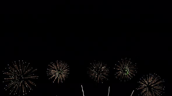 Many flashing colorful fireworks in event amazing with black background celebrate New Year.