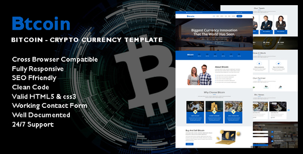 Btcoin - Cryptocurrency Landing Page