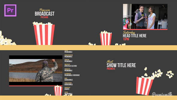 Popcorn Broadcast Package Essential Graphics | Mogrt