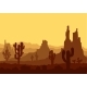 Sunset in Stone Desert with Cacti  - GraphicRiver Item for Sale