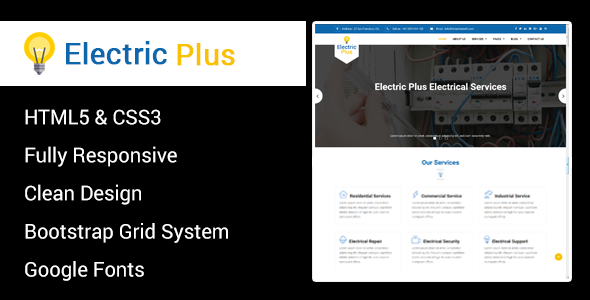 Electric Plus - Electricity Services HTML5 Responsive Template