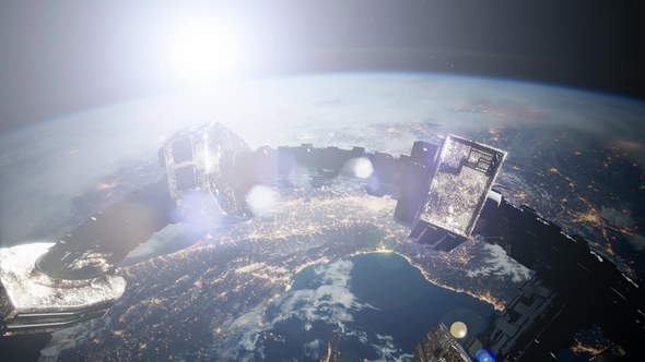 Astronaut and International Space Station alt