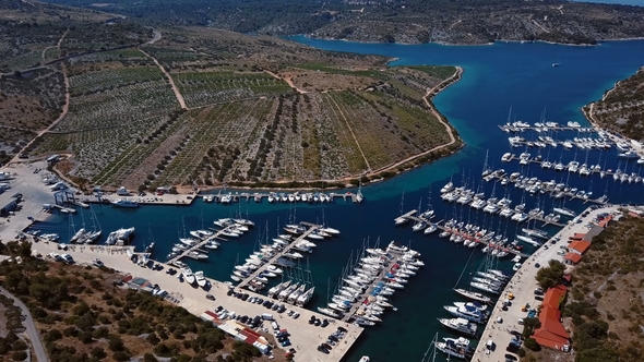 Aerial of Primosten Vineyards, Croatia