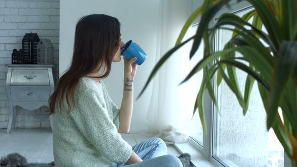 Gorgeous Young Woman Spending Leisure at Home