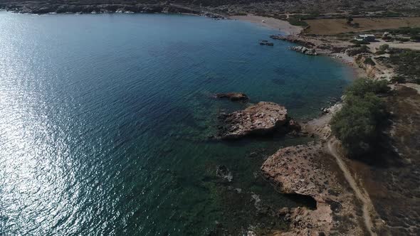 Village of Aliki on the island of Naxos in the Cyclades in Greece from the sky