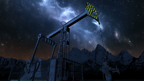 Oil Pump Jack Under Night Sky