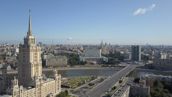 Aerial View of Hotel Ukraine in Moscow