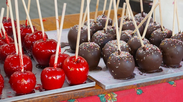 Caramel Apples in Chocolate and Nuts
