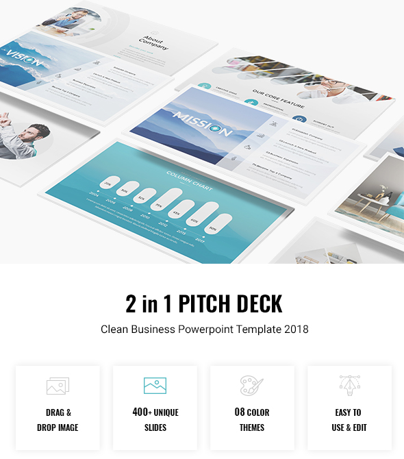 2 in 1 Pitch Deck - Clean Business Powerpoint Template 2018