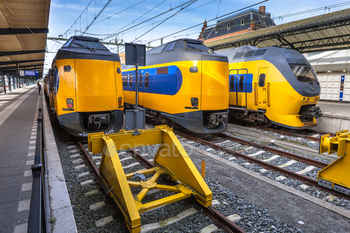 Groningen waiting at the platform to leave for Amsterdam. The intercity trains are an efficient and reliable connection between the north and the west (Randstad) of Holland