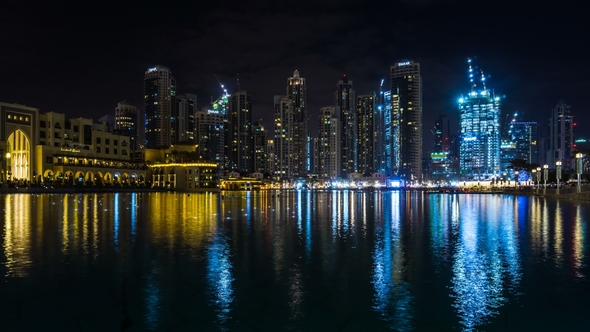 Dubai Fountain Show Near Dubai Mall, Souk Al Bahar, Address Hotel