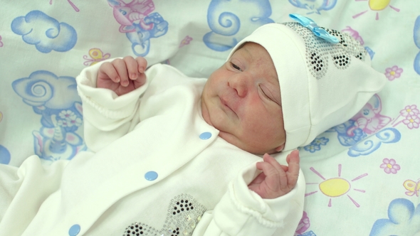 Portrait of a Newborn Baby in the Hospital