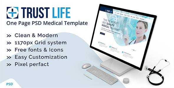 Trustlife - one page PSD Medical template