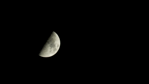 Natural Night Background with Dark Sky and Half Moon