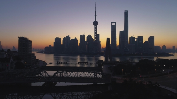 Panoramic Shanghai Skyline at Dawn