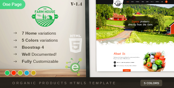 The Farm House - One Page Organic Food, Fruit and Vegetables Products HTML5 Template