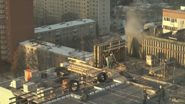 Construction Site in the Background of Residential Buildings