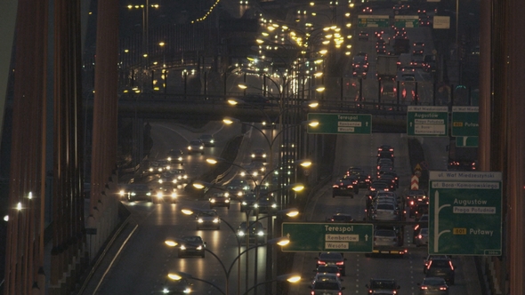 Cars Moving Slowly through a Bridge