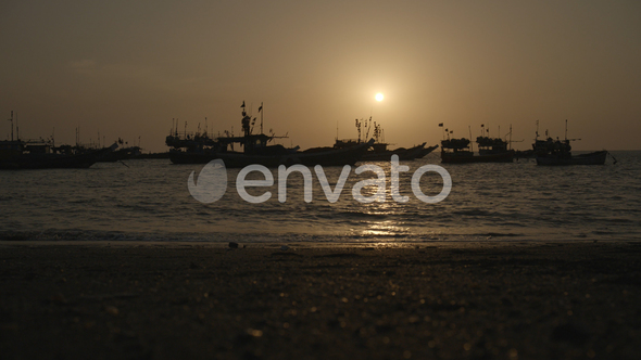 Silhouette Fishing Boats